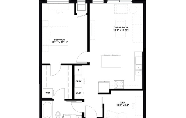 1 bed, 1 bath, 874 sqft, $2,295, Unit 107