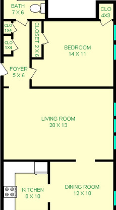 1 bed, 1 bath, 742 sqft, $1,220