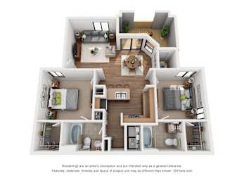 2 beds, 2 baths, 1,068 sqft, $1,626