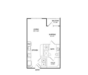 Studio, 1 bath, 471 sqft, $1,223