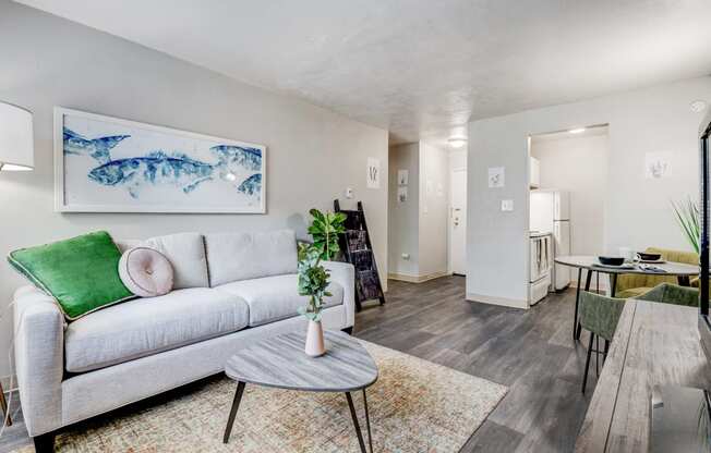 Forest Manor Apartments Model Living Room and Dining Room