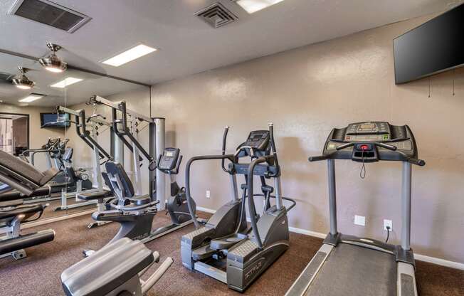 the gym at our apartments has cardio equipment and weights