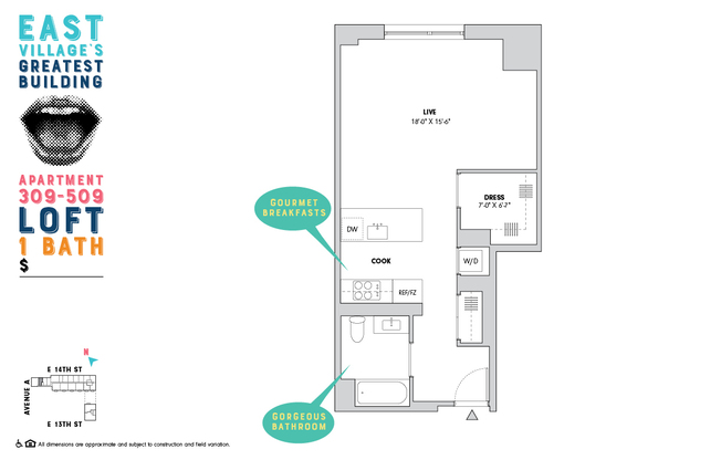 Studio, 1 bath, $4,995, Unit 509