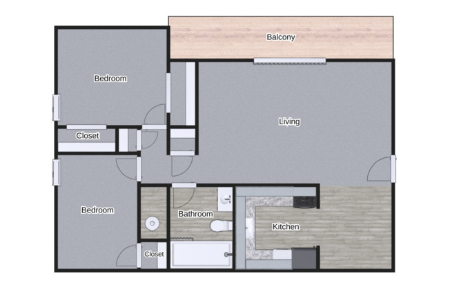 2 beds, 1 bath, 860 sqft, $1,293