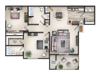 2 beds, 2 baths, 1,173 sqft, $1,745