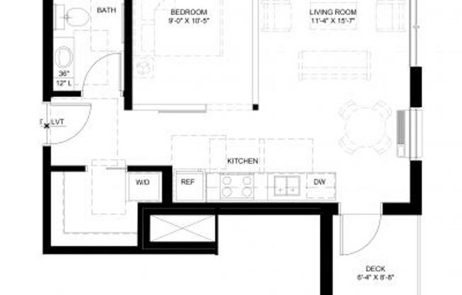 1 bed, 1 bath, 545 sqft, $1,875, Unit 406