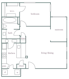 1 bed, 1 bath, 832 sqft, $1,496