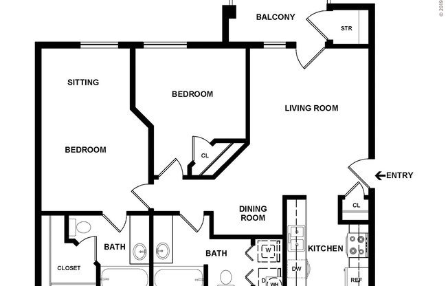 2 beds, 2 baths, 897 sqft, $1,370