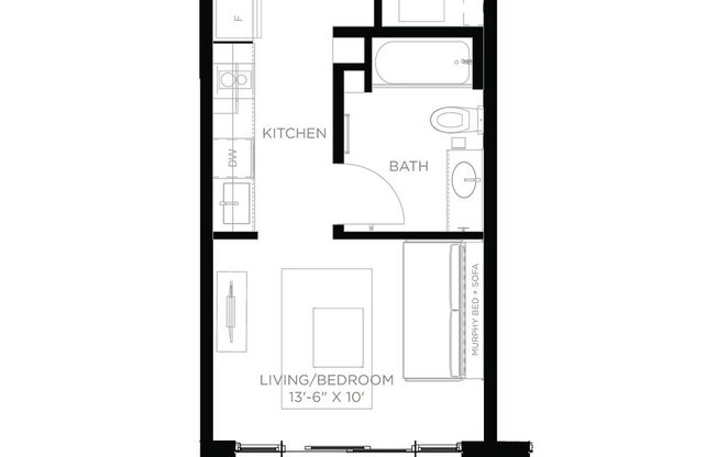 Studio, 1 bath, 380 sqft, $1,275, Unit 512