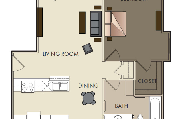 1 bed, 1 bath, 754 sqft, $1,280