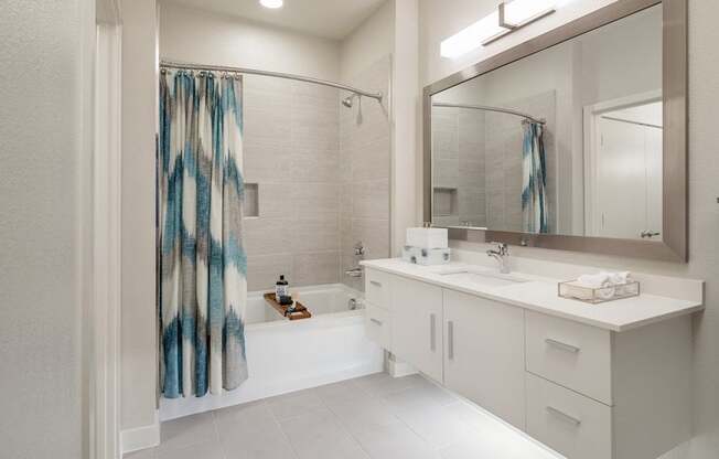 Custom Framed Bathroom Mirrors at The Baldwin at St. Paul Square, San Antonio, Texas