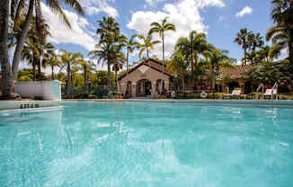 Resort Inspired Pool with Waterfall.