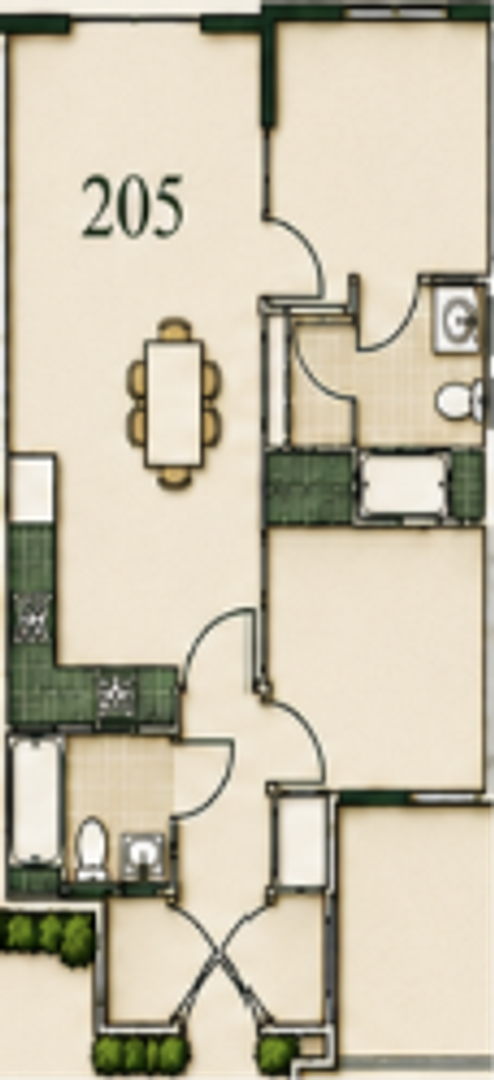 2 beds, 2 baths, 724 sqft, $3,485, Unit 205