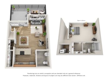 1 bed, 1.5 baths, 844 sqft, $1,825