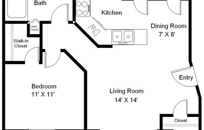 1 bed, 1 bath, 656 sqft, $950, Unit 7J