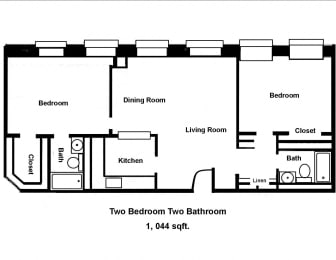 2 beds, 2 baths, 1,071 sqft, $2,966