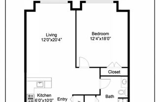 1 bed, 1 bath, 706 sqft, $2,900, Unit 414