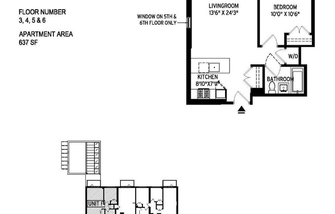 1 bed, 1 bath, 637 sqft, $4,200, Unit 6F