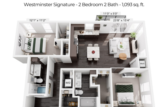 2 beds, 2 baths, 1,093 sqft, $2,585, Unit 601