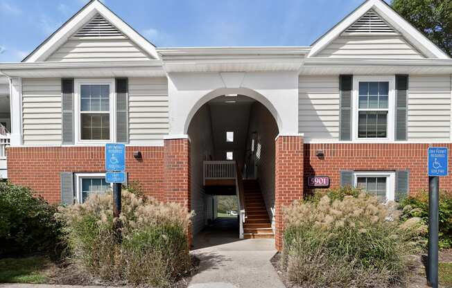 Exterior breezeway at Brittany Commons