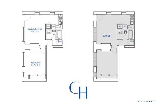 1 bed, 1 bath, 630 sqft, $2,046, Unit A-110