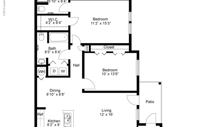 2 beds, 2 baths, 961 sqft, $1,515