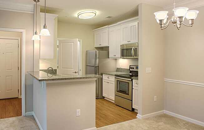 kitchen with white cabinets