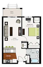 1 bed, 1 bath, 647 sqft, $1,543