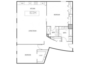 2 beds, 2 baths, 1,422 sqft, $2,585