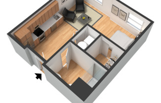 Studio, 1 bath, 590 sqft, $1,350