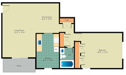 1 bed, 1 bath, 787 sqft, $1,528