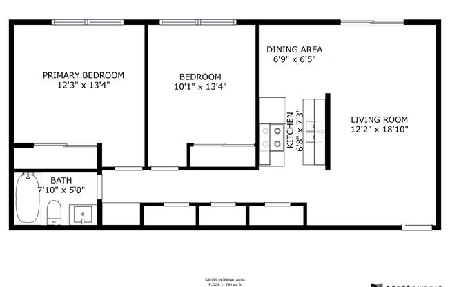2 beds, 1 bath, 700 sqft, $1,225, Unit 03