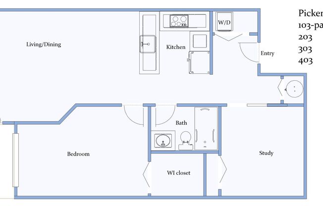 1 bed, 1 bath, 761 sqft, $2,295, Unit #403