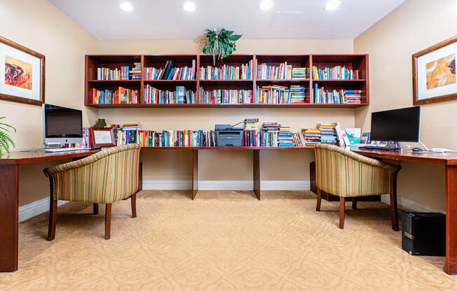 Computer room with book shelf