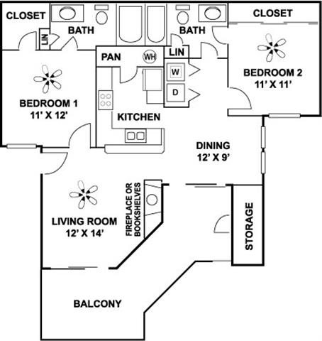 2 beds, 2 baths, 983 sqft, $1,709