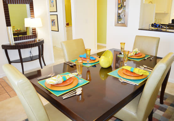 Separate dining room; table with four chairs