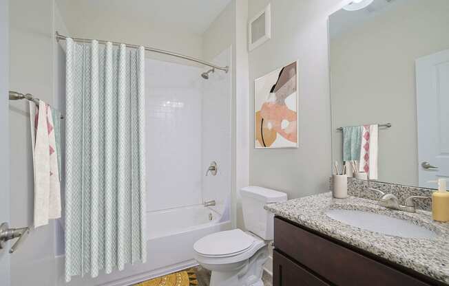 a bathroom with a shower toilet and sink