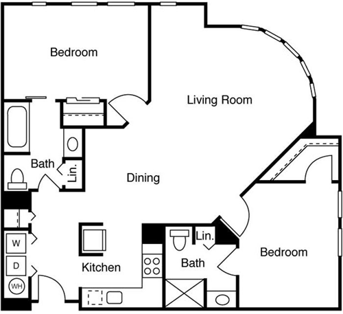 2 beds, 2 baths, 1,100 sqft, $3,450, Unit 212