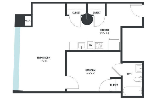 1 bed, 1 bath, 654 sqft, $1,591