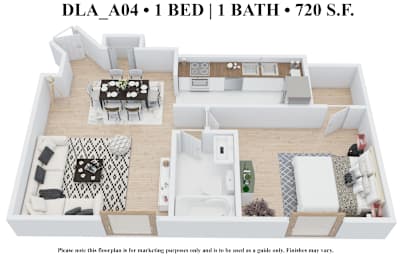 1 bed, 1 bath, 720 sqft, $1,015