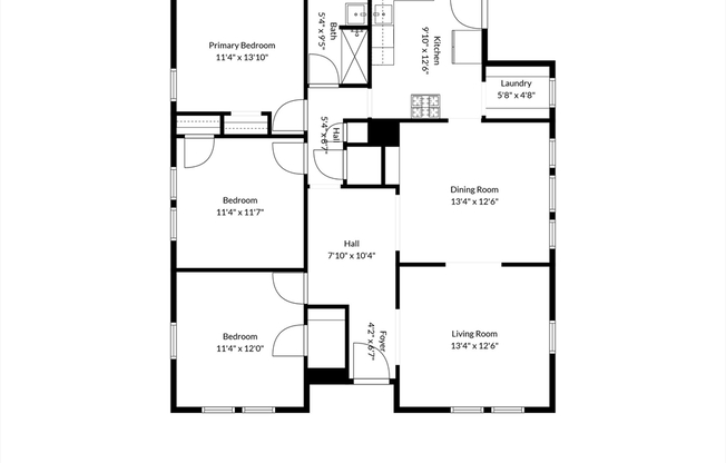 3 beds, 1 bath, 1,382 sqft, $3,500, Unit 1