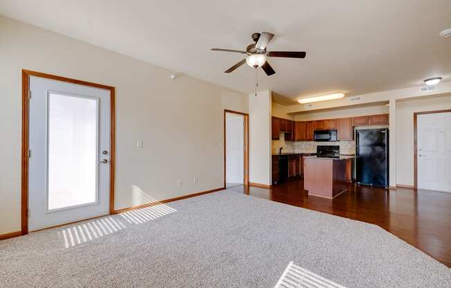 Spacious Living Area with Carpet