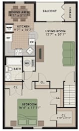 1 bed, 1 bath, 840 sqft, $2,051