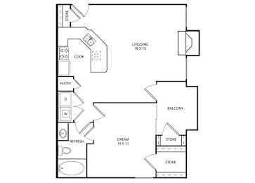 1 bed, 1 bath, 716 sqft, $1,179