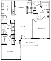 2 beds, 2 baths, 1,235 sqft, $1,558