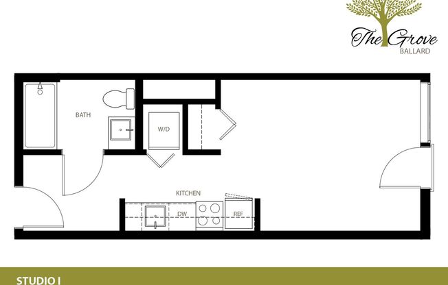 Studio, 1 bath, 317 sqft, $1,395, Unit 209