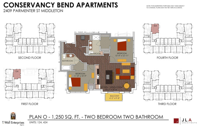 2 beds, 2 baths, 1,250 sqft, $2,449, Unit 424