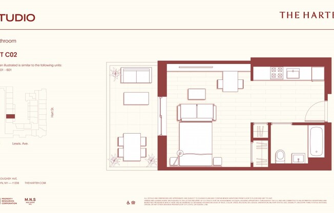 Studio, 1 bath, $3,200, Unit C01