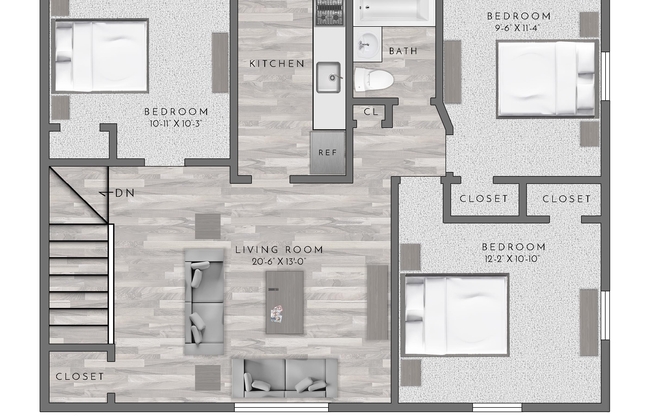3 beds, 1 bath, 950 sqft, $3,135