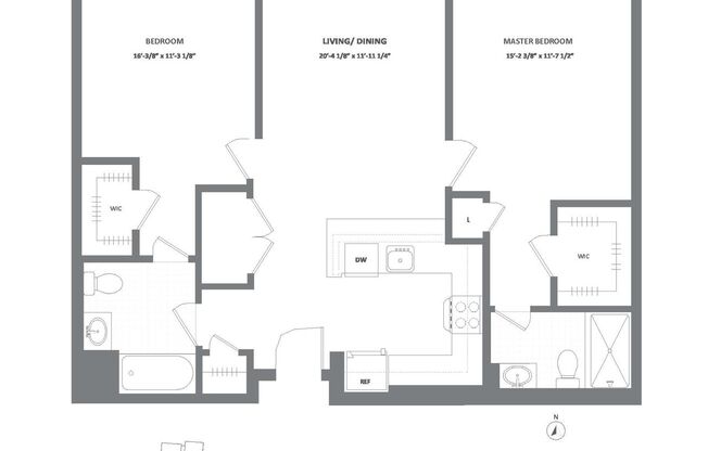 2 beds, 2 baths, 1,110 sqft, $3,050, Unit 106